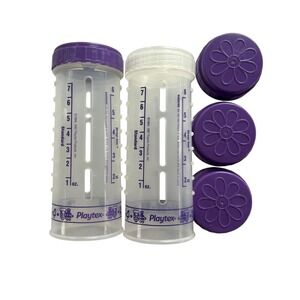 Vintage Playtex Drop In Original Nurser Bottle Holder 8oz Purple Trains Set of 2